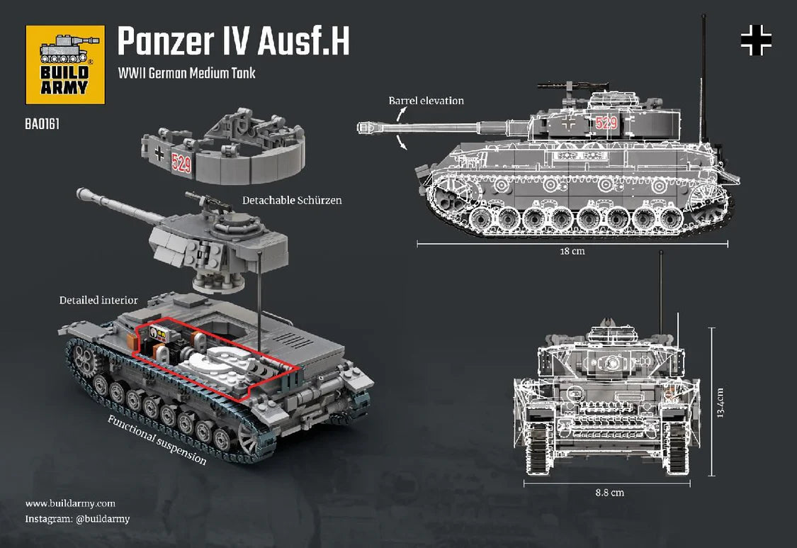 Build Army Panzer lV Ausf.H Brick Model Kit Build Army