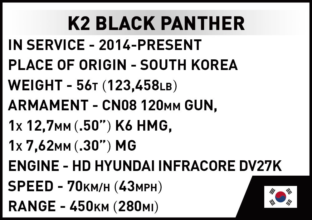 Cobi 1/72 K2 Black Panther Brick Model Kit Cobi