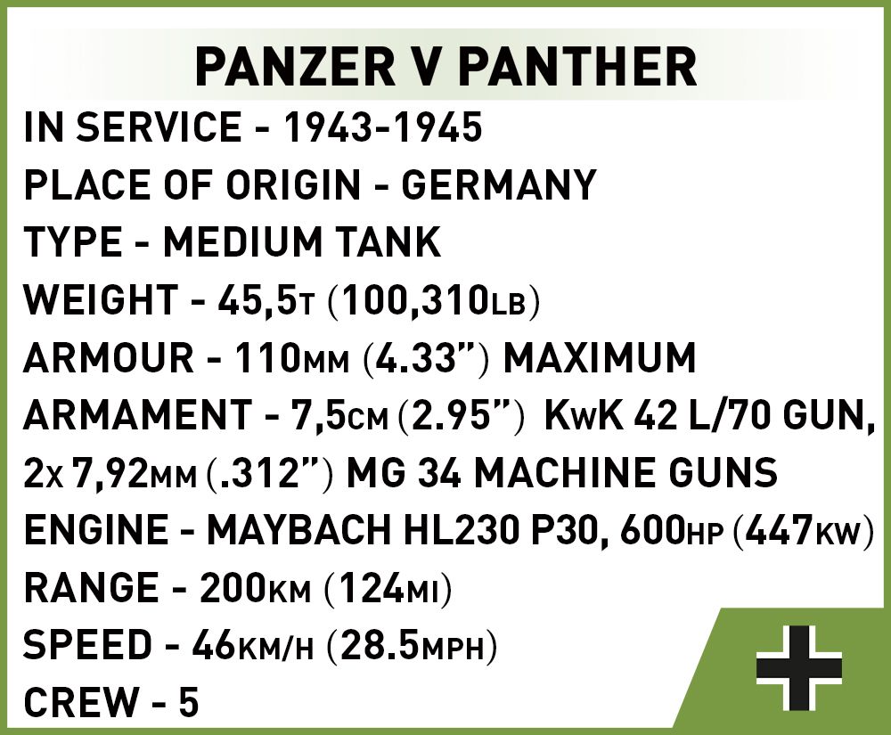 Cobi 1/72 Panzer V Panther Brick Model Kit Cobi