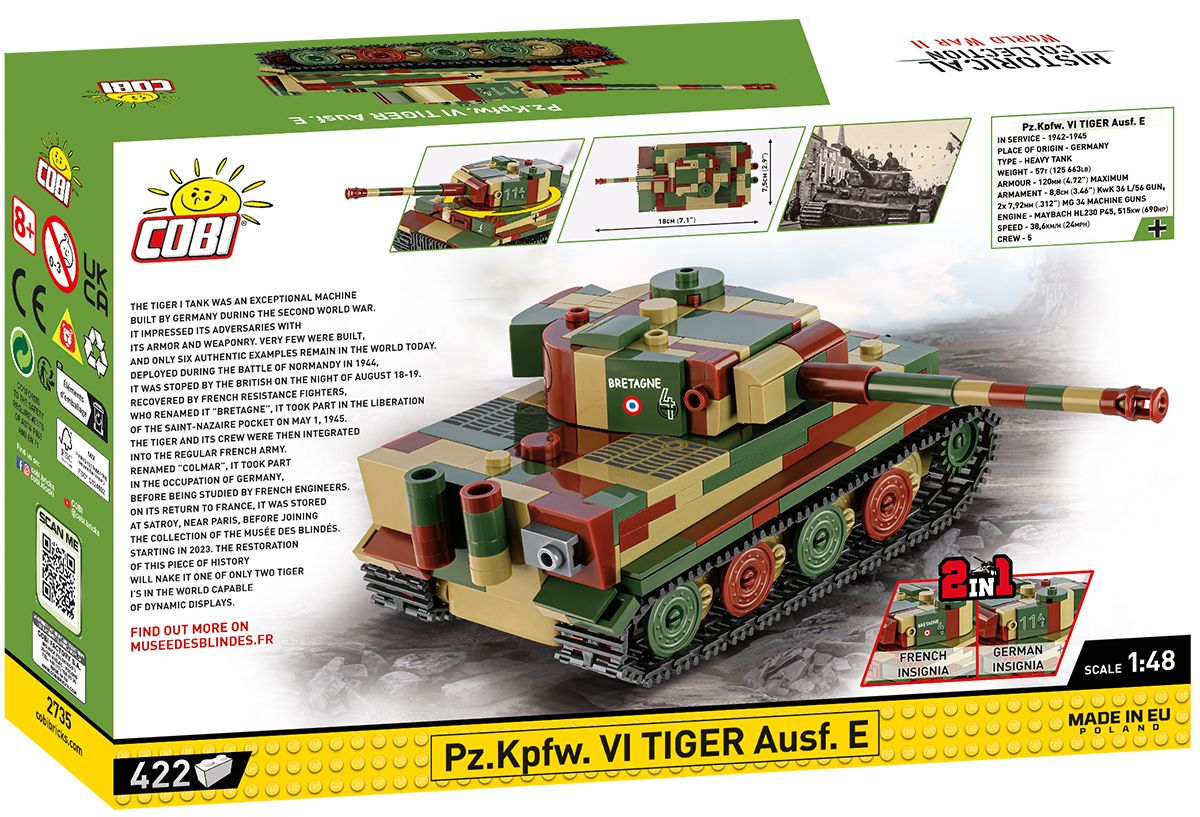 Cobi 1/48 Tiger 1 "Musee des Blindes Saumur" Brick Model Kit Cobi