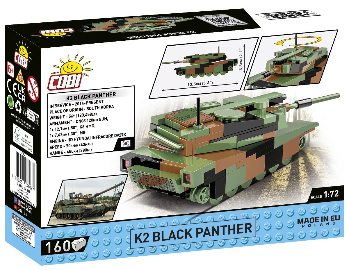 Cobi 1/72 K2 Black Panther Brick Model Kit Cobi