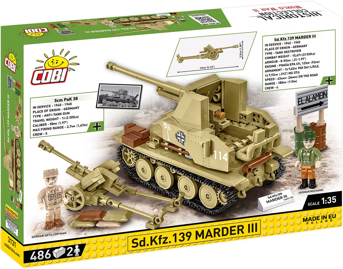 Cobi 1/35 Scale Sd.Kfz.139 Marder III Brick Model Kit Cobi