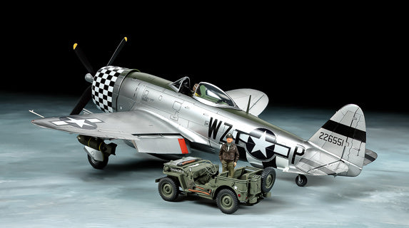 Tamiya 1/48 P-47D Bubbletop & 4x4 Light Vehicle Scale Model Tamiya