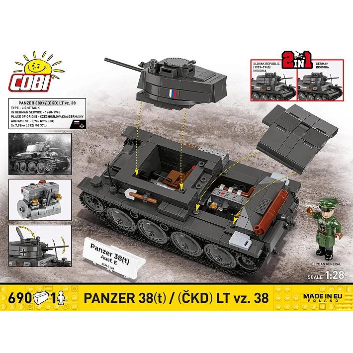 Cobi 1/28 Panzer 38T (CKD) LT VZ.38 Brick Models Cobi