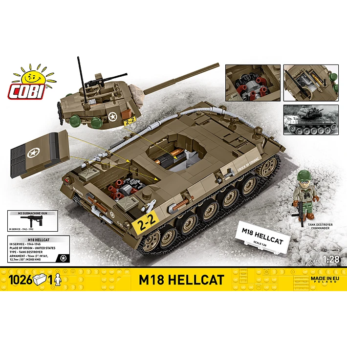 Cobi 1/28 Scale: M18 Hellcat Brick Model Kit Cobi