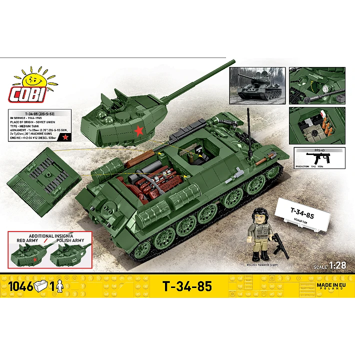 Cobi 1/28 Scale: T-34-85 Brick Model Kit Cobi