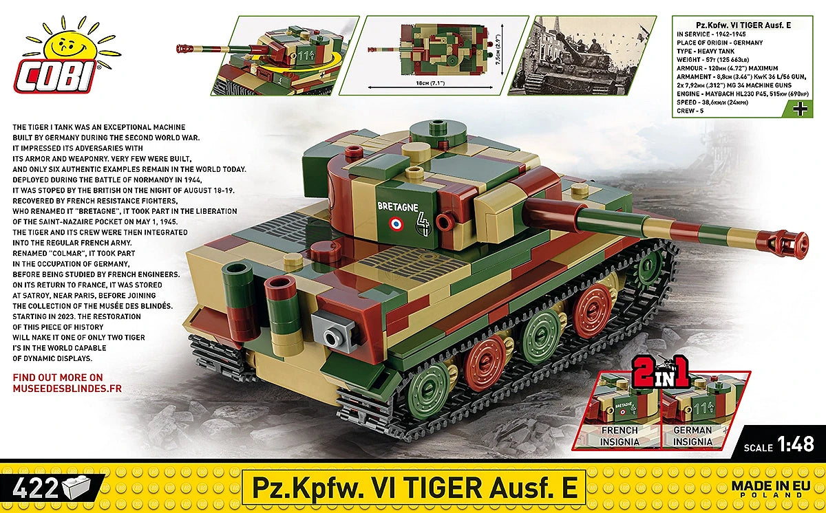Cobi 1/48 tiger 1 "Musee des Blindes Saumur" Brick Models Cobi