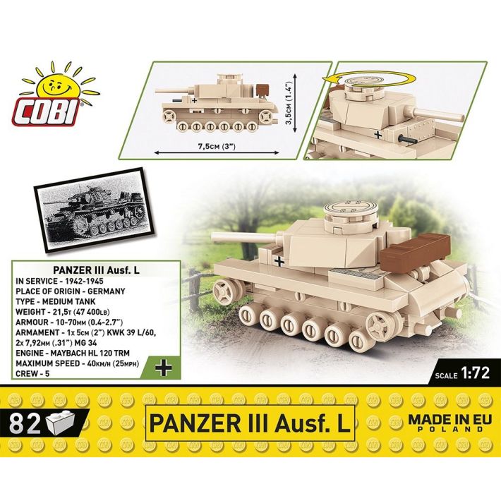 Cobi 1:72 Scale Panzer III Ausf. L Brick Model Kit Cobi