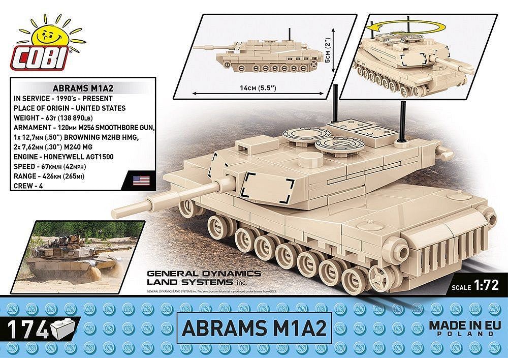 Cobi 1:72 Abrams M1A2 Brick Model Kit Cobi