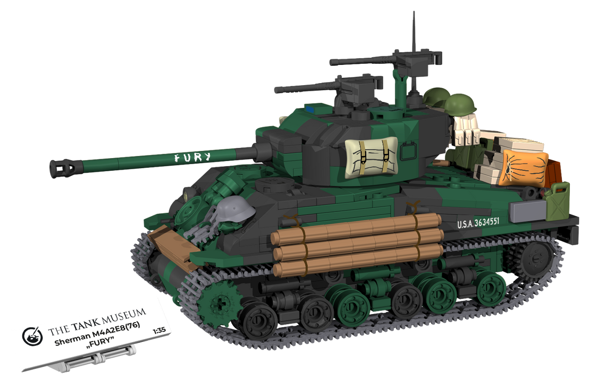 Cobi 1/35 Scale Sherman M4A2E8 (76) W "Fury" Tank Museum Exclusive Brick Model Kit Cobi