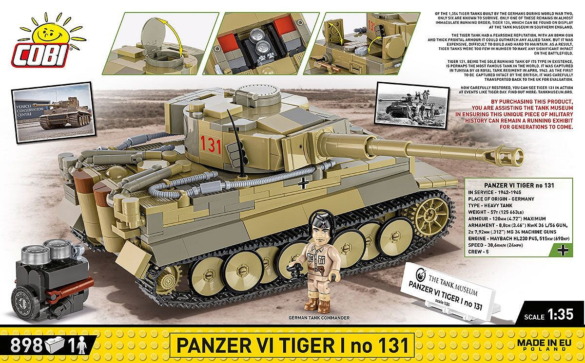 Cobi 1/35 Scale Tiger 131 Brick Model Kit Cobi