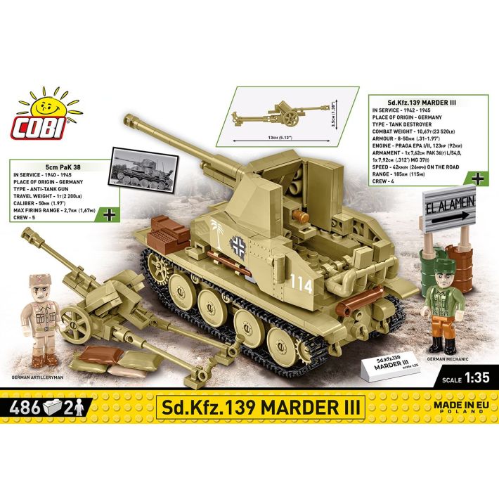 Cobi 1/35 Scale Sd.Kfz.139 Marder III Brick Model Kit Cobi