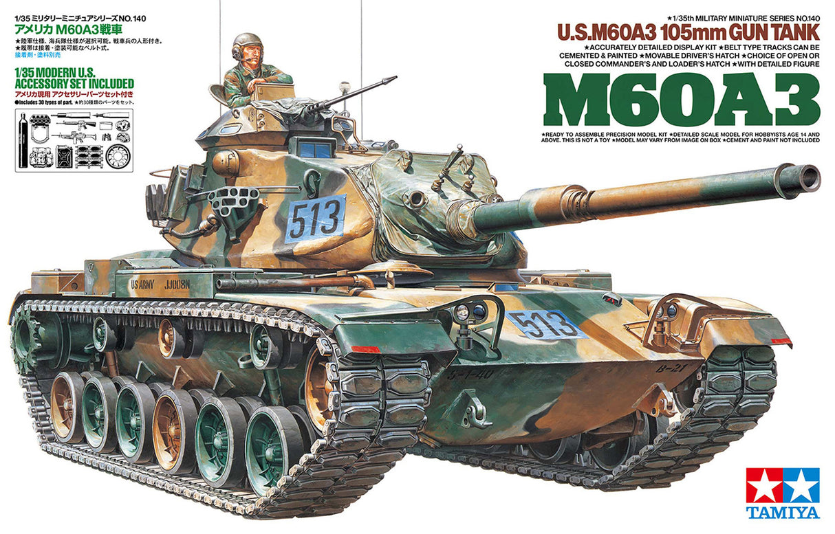 Tamiya 1/35 U.S. M60A3 105mm Gun Tank Scale Model Tamiya