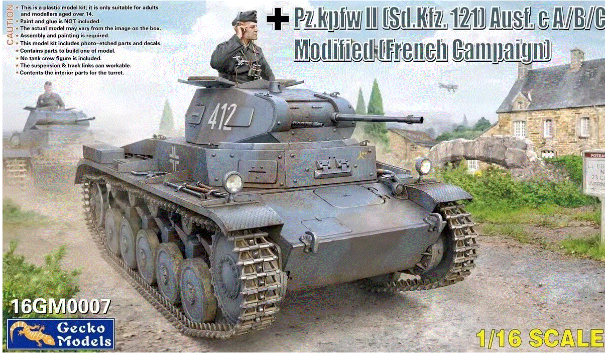 Gecko 1/16 Panzer 2 AusF Modified, French Campaign Scale Model Gecko