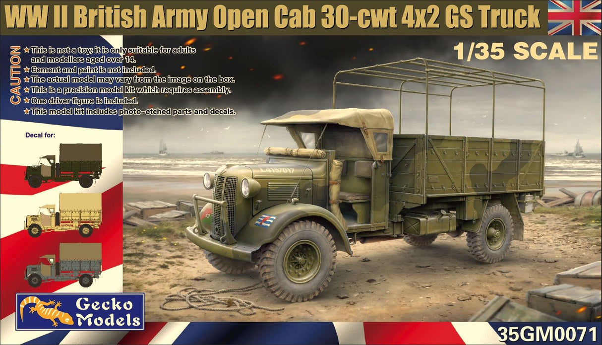 Gecko 1/35 British Army Open Cab 30-cwt 4x2 GS Truck Scale Model Gecko