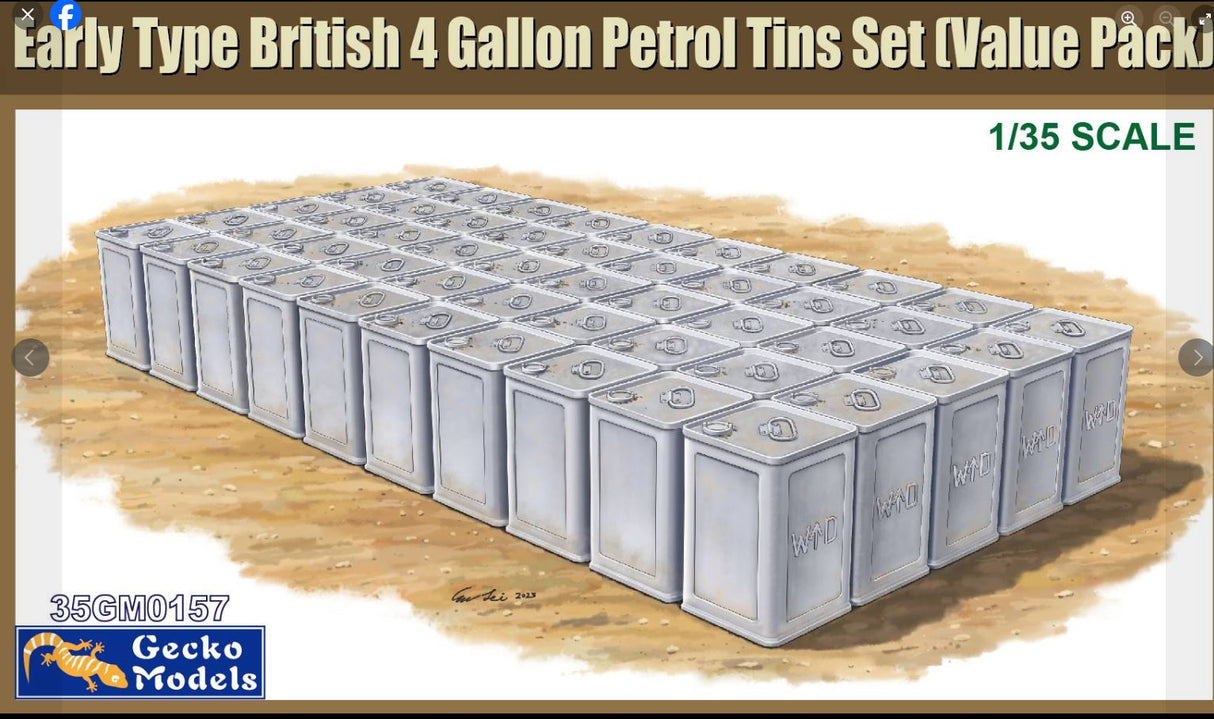 Gecko Models 1/35 WW2 Early British 4 Gallon Flimsies Petrol Tins (value pack) Scale Model Gecko