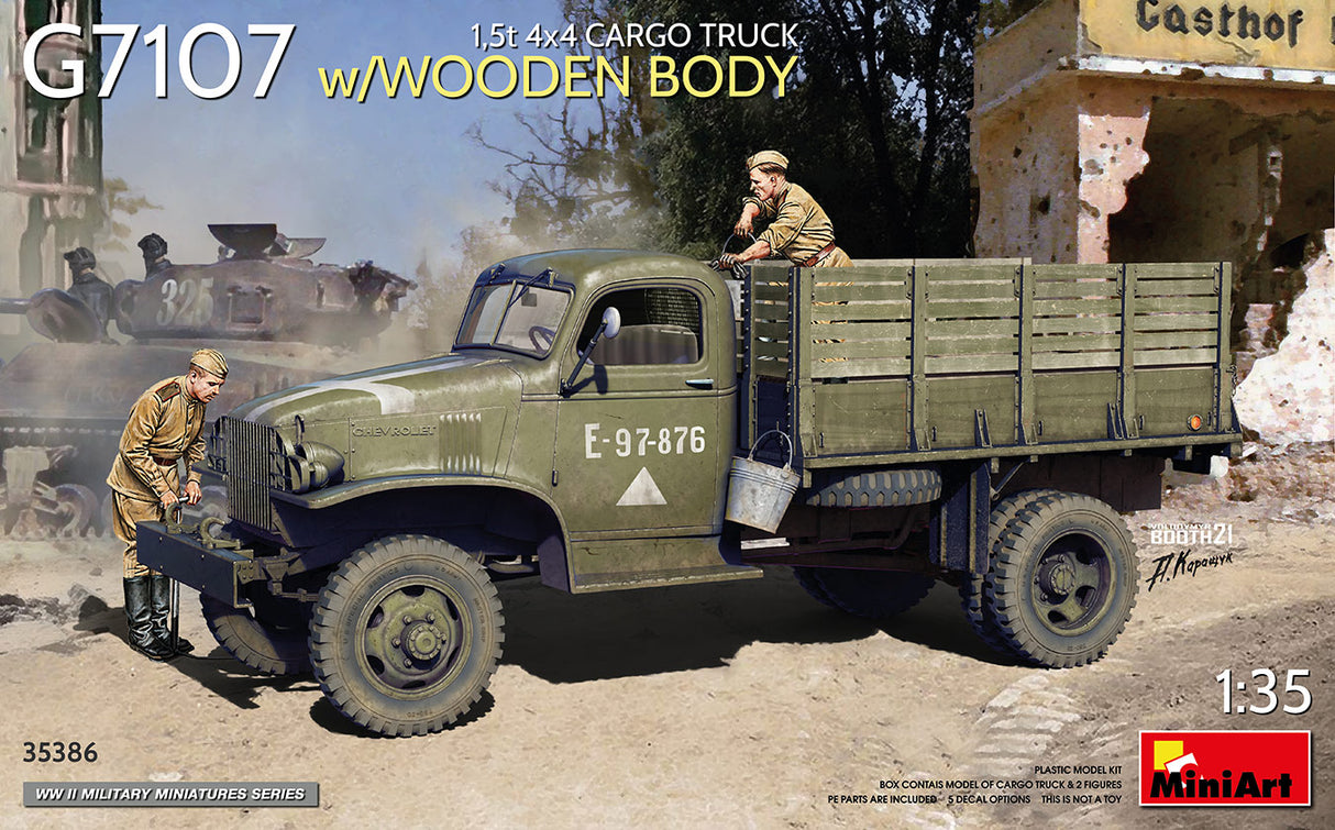 MiniArt 1/35 G7107 1.5t 4x4 Military Truck w/Wooden Body Scale Model MiniArt