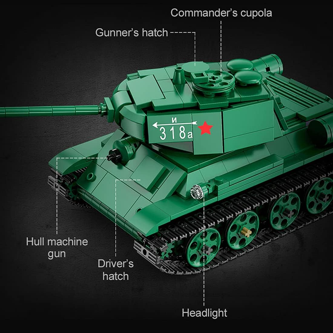 CaDA Remote Control Brick Model T-34 Tank