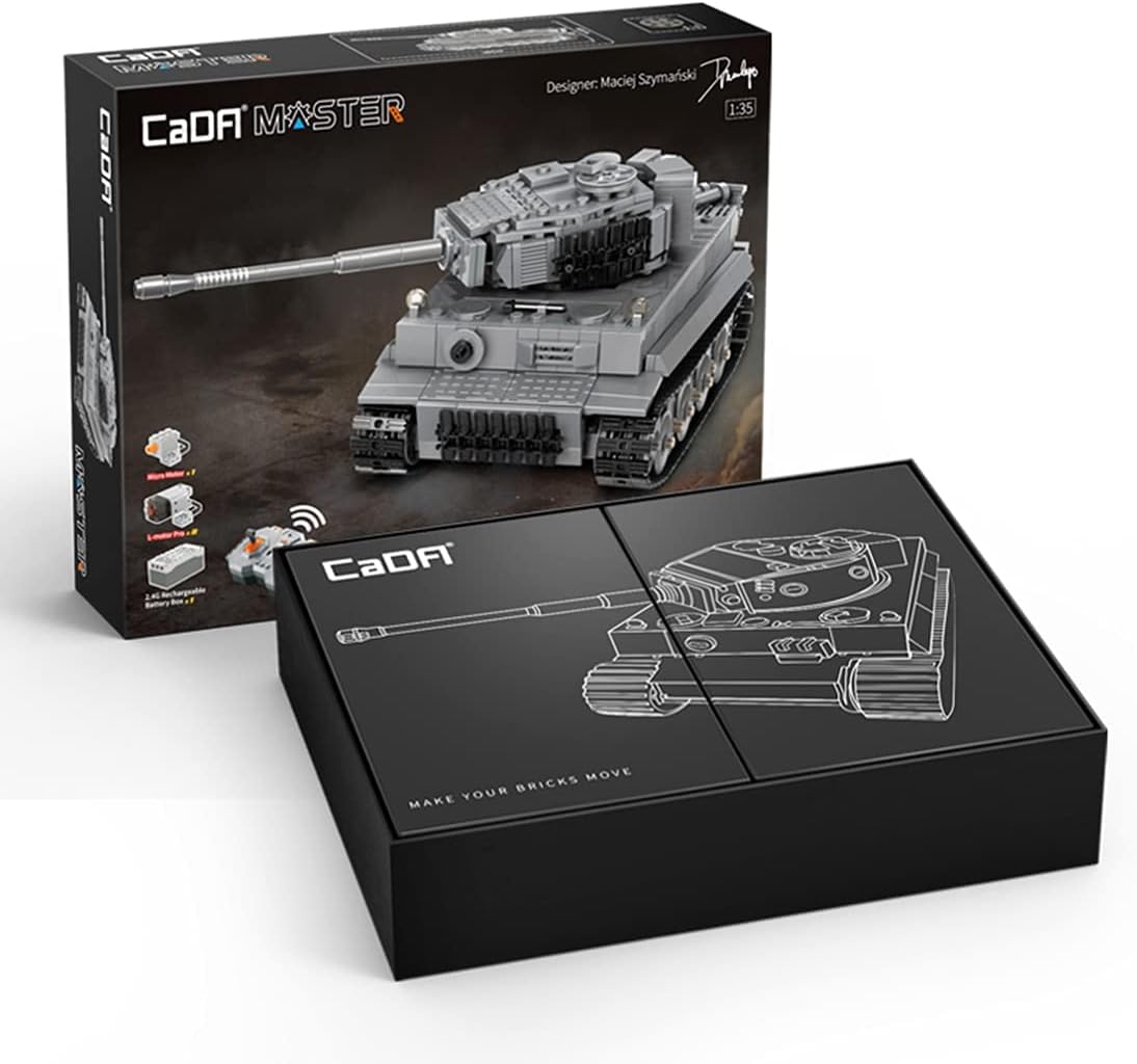 CaDA Remote Control Brick Model Tiger Tank Brick Model Kit Cadfi