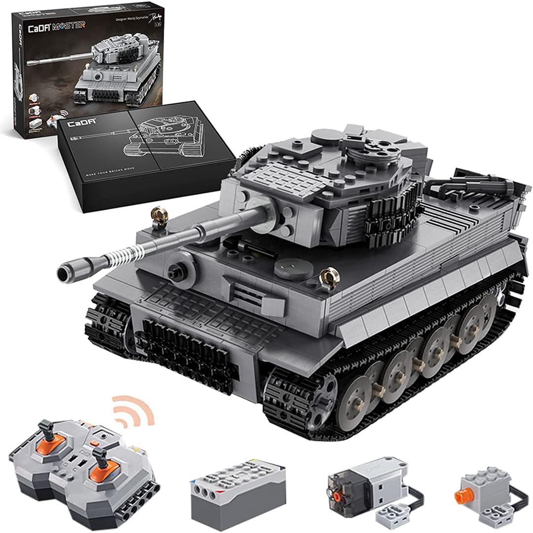 CaDA Remote Control Brick Model Tiger Tank Brick Model Kit Cadfi