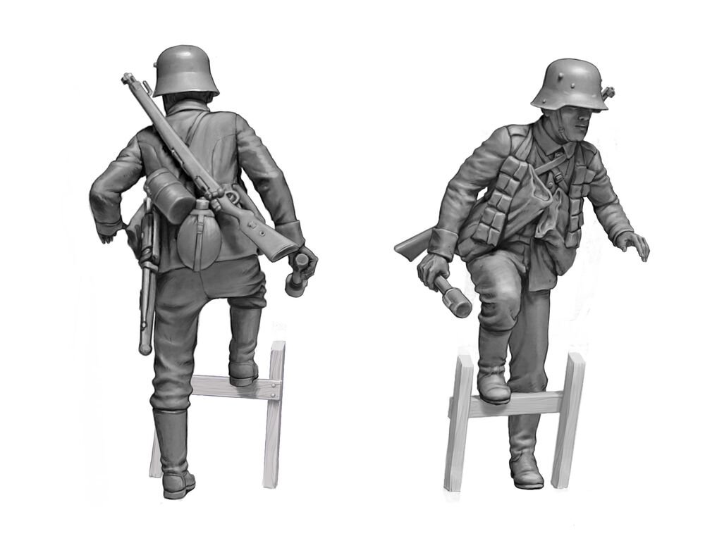 Masterbox 1/35 German Infantry WW1 Achtung Panzer Scale Model Master Box