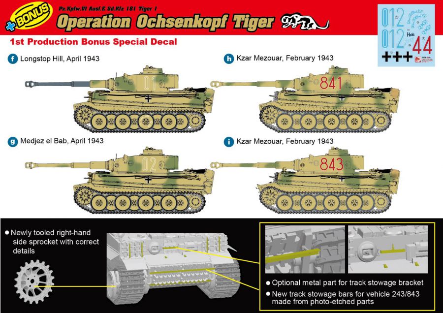 Dragon Models 1/35 Operation Ochsenkopf Tiger 1 Early Brick Model Kit Dragon