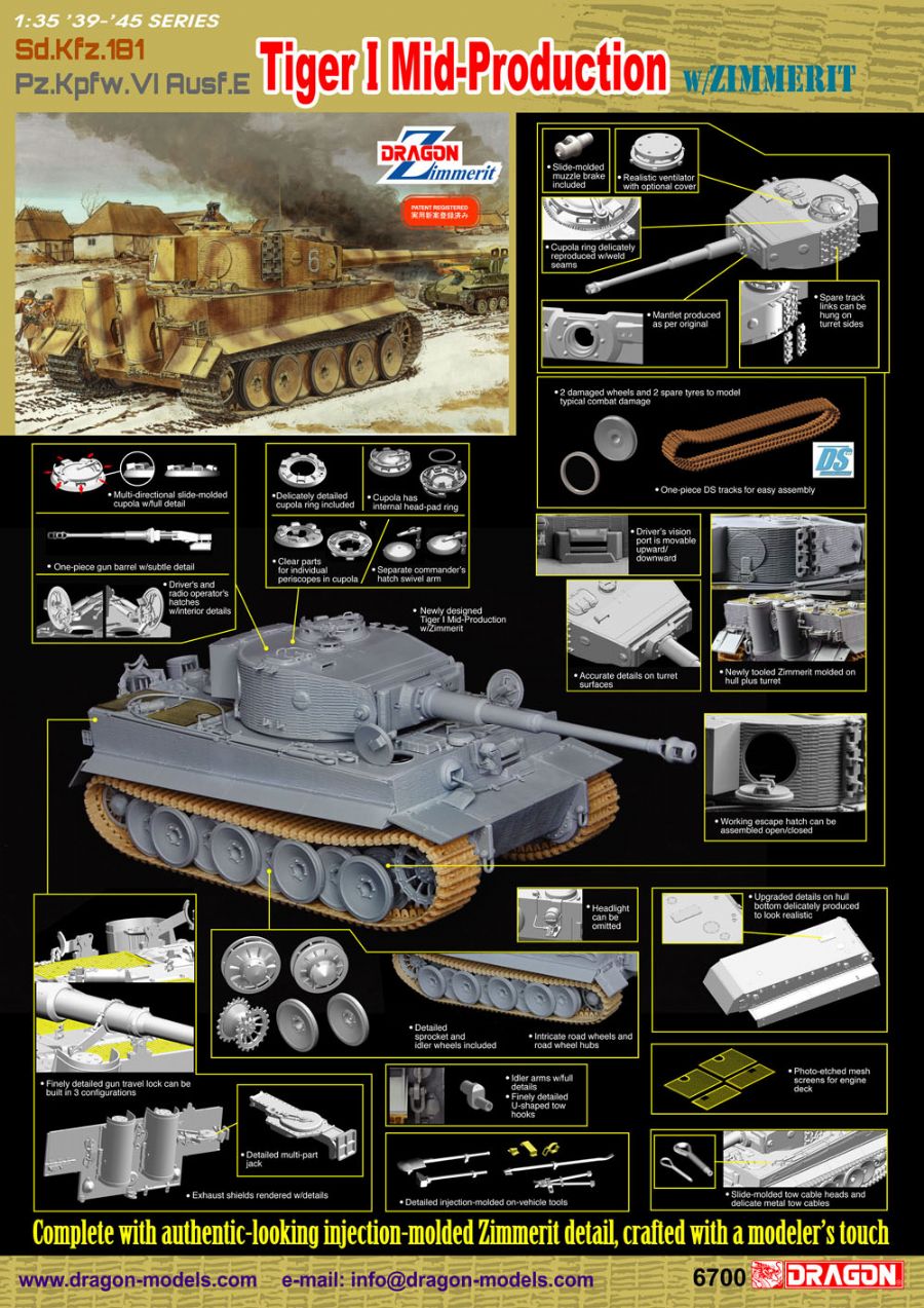 Dragon 1/35 Tiger I Mid-Production with Zimmerit