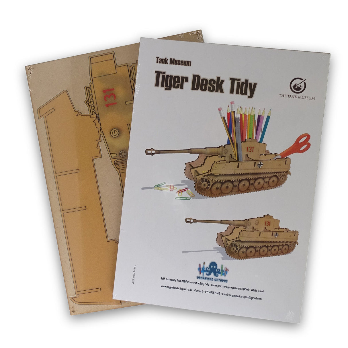 Tiger 131 Wooden Desk Tidy Stationery Organised Octopus