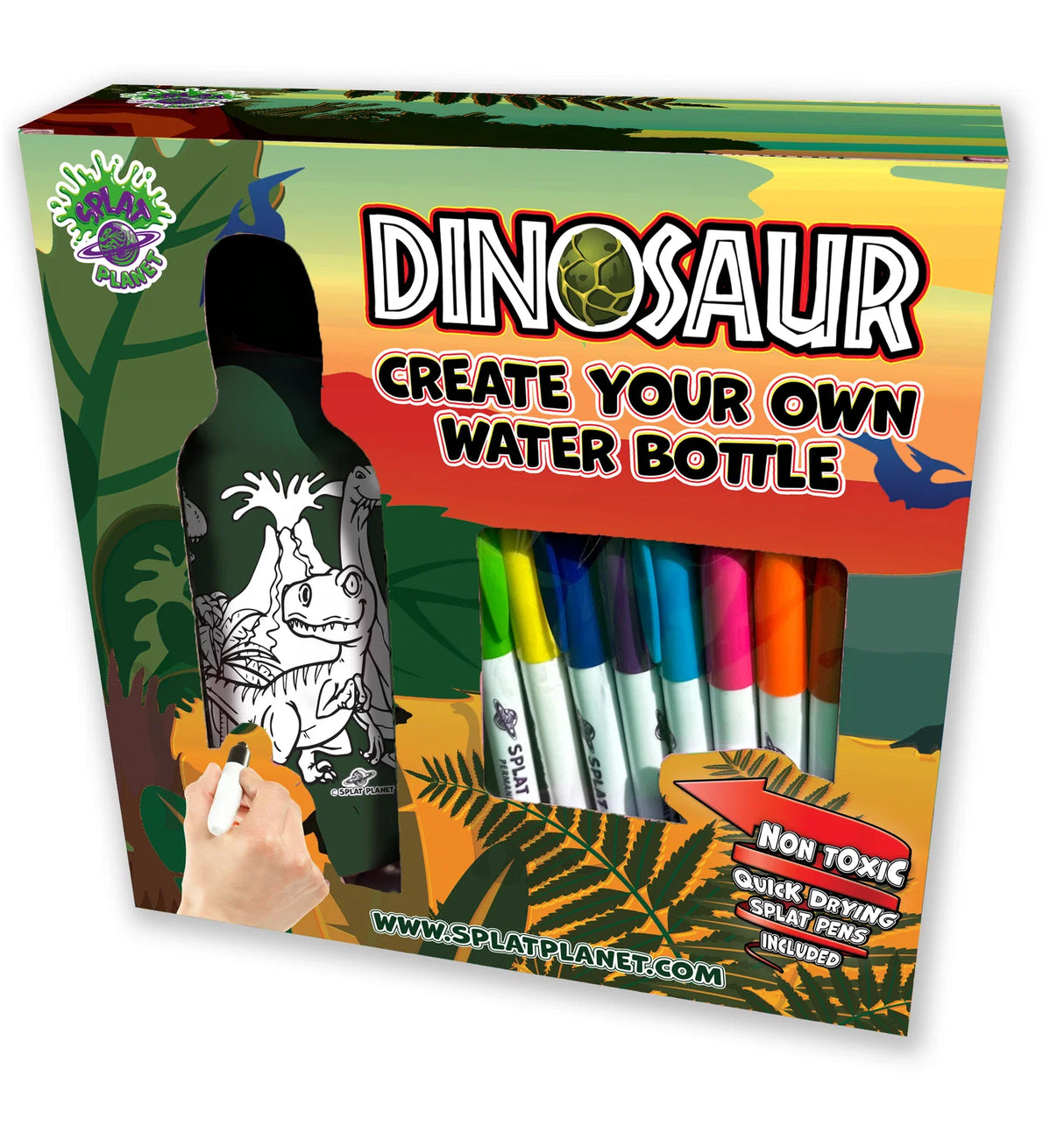 Colour In Water Bottle Dinosaur Drinkware Splat Planet Limited