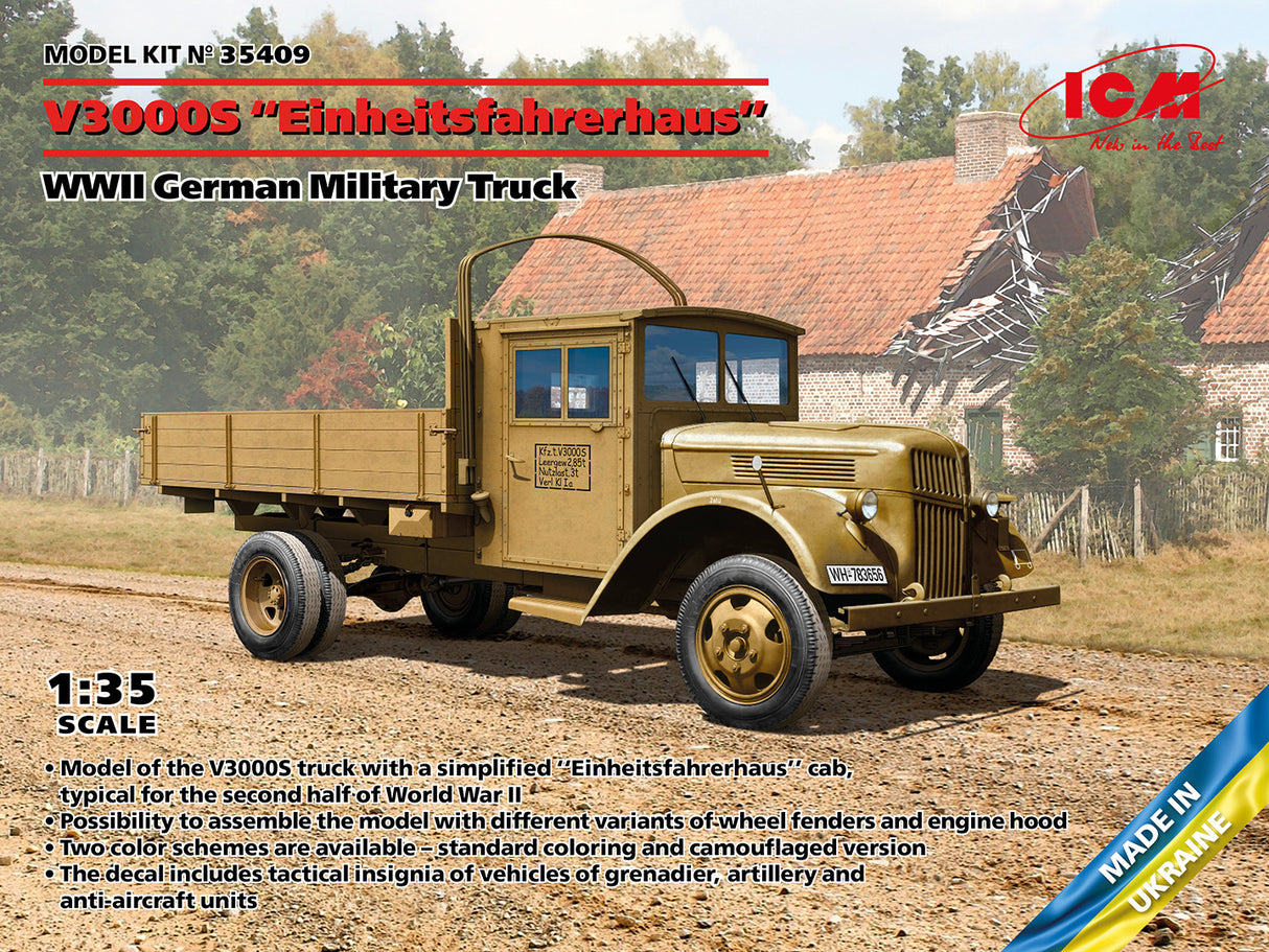 ICM 1/35 Scale V3000S WWII German Truck, Einheitsfahrerhaus Scale Model ICM