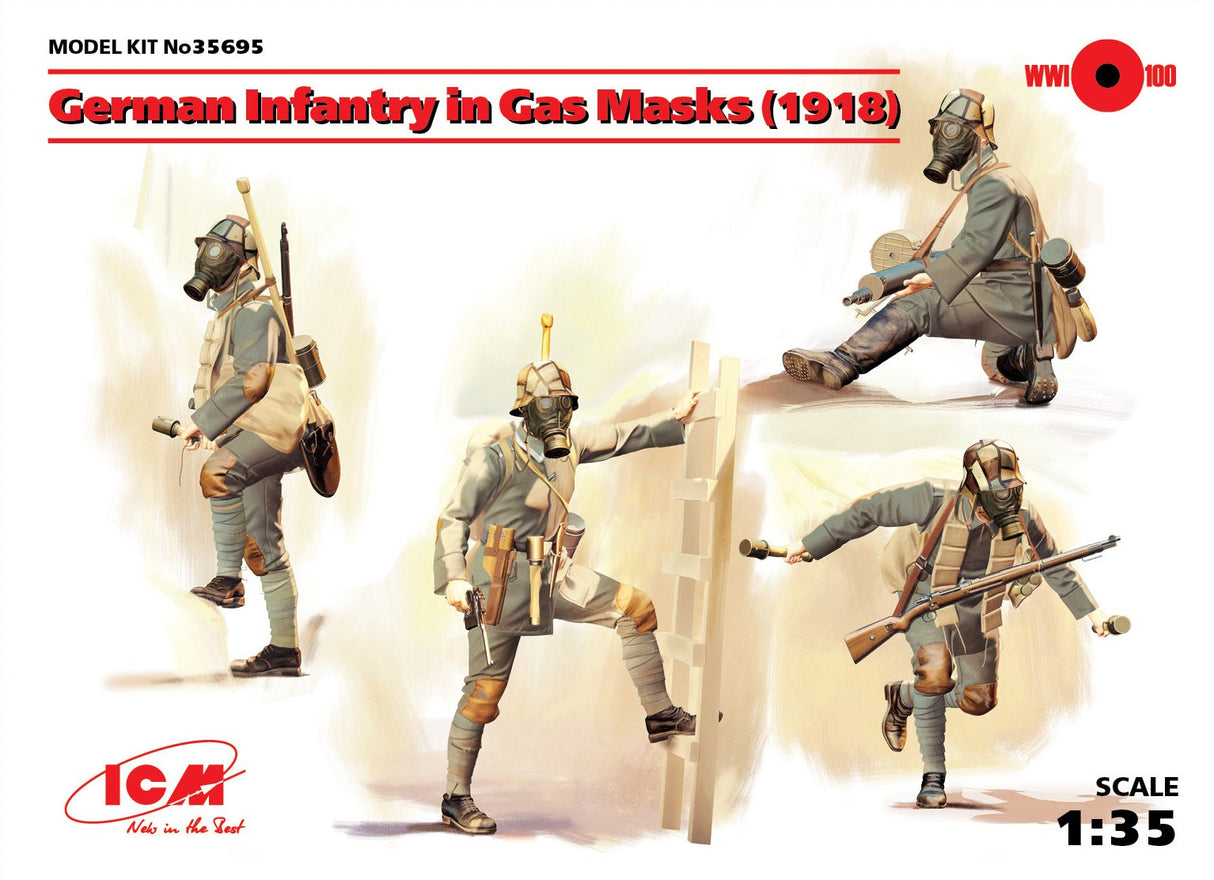 ICM 1:35 Scale German Infantry in Gas Masks (1918) Scale Model ICM