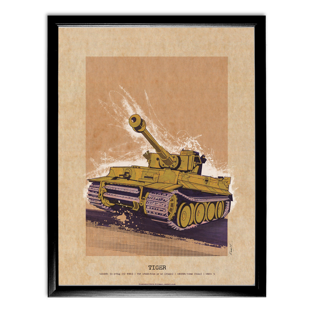 Art Print: Tiger Tank Wall Art On Demand Star Editions 11x14" With Black Frame
