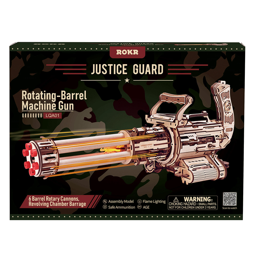 Rokr Rotating Barrel Machine Gun Wooden Puzzle Toy Robotime