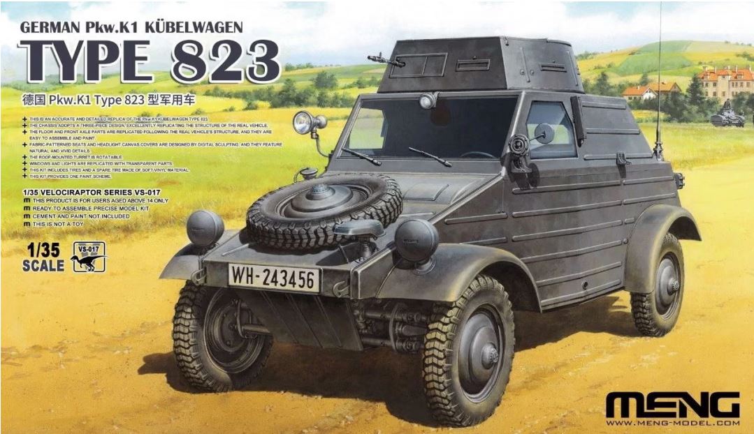 Meng 1/35 Kubelwagen Type 823 Scale Model Meng