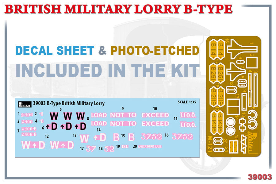 MiniArt 1/35 British Military Lorry B-Type Scale Model MiniArt
