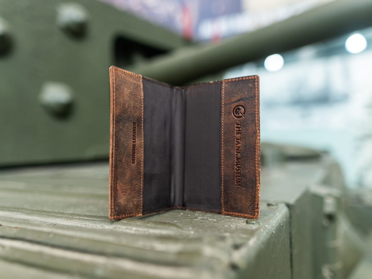 Tank Museum Brown Leather Passport Holder Wallet Coastal