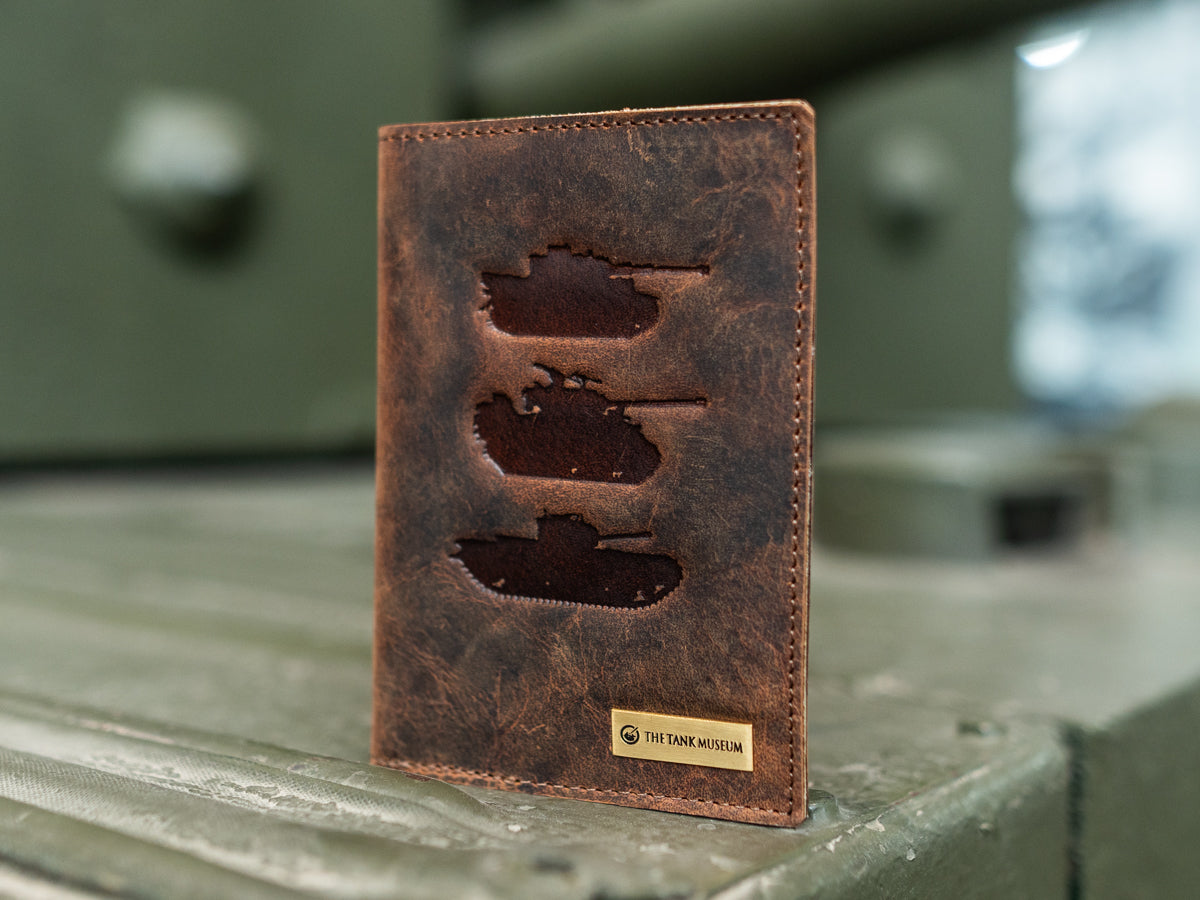 Tank Museum Brown Leather Passport Holder Wallet Coastal