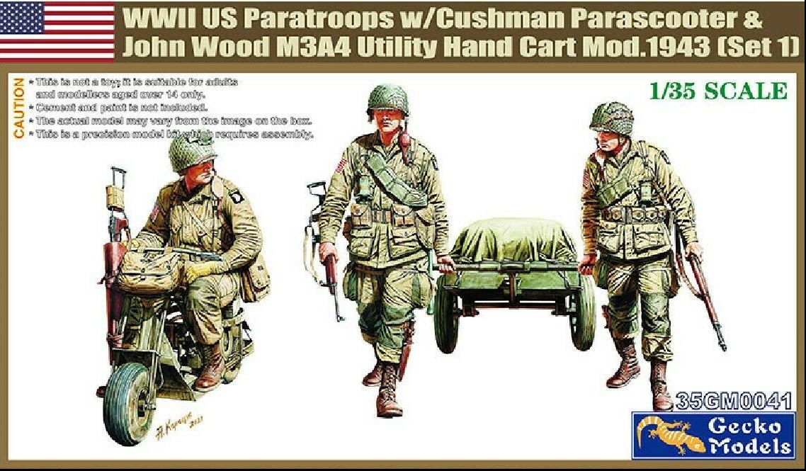 Gecko models 1/35 US paratroops With Parascooter and Utility Cart Brick Model Kit Gecko