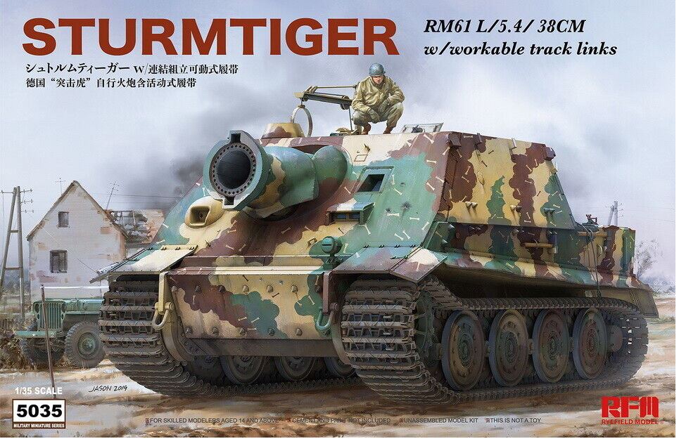 Ryefield Model 1/35Sturmtiger RM61 L/5.4/38cm w/Workable Track Links Scale Model Ryefield