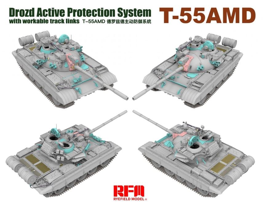 Ryefield Model 1/35 T-55AMD Drozd Active Protection System Scale Model Ryefield
