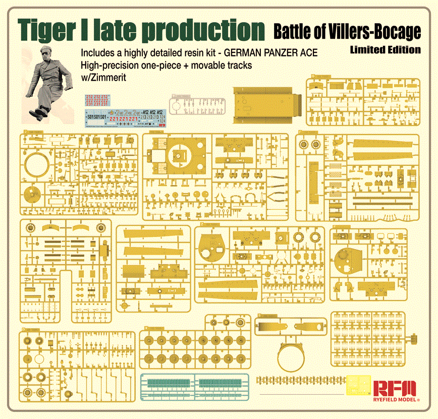 Ryefield model 1/35 Tiger 1 Late Production Battle of Villers-Bocage LE Scale Model Ryefield