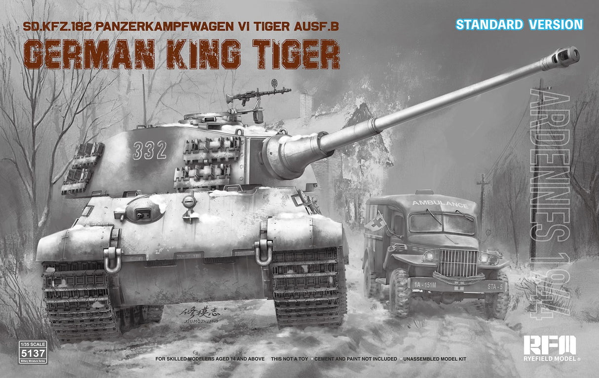 Ryefield Model 1/35 VI Tiger Ausf.B King Tiger Standard Kit, West Wall Scale Model Ryefield