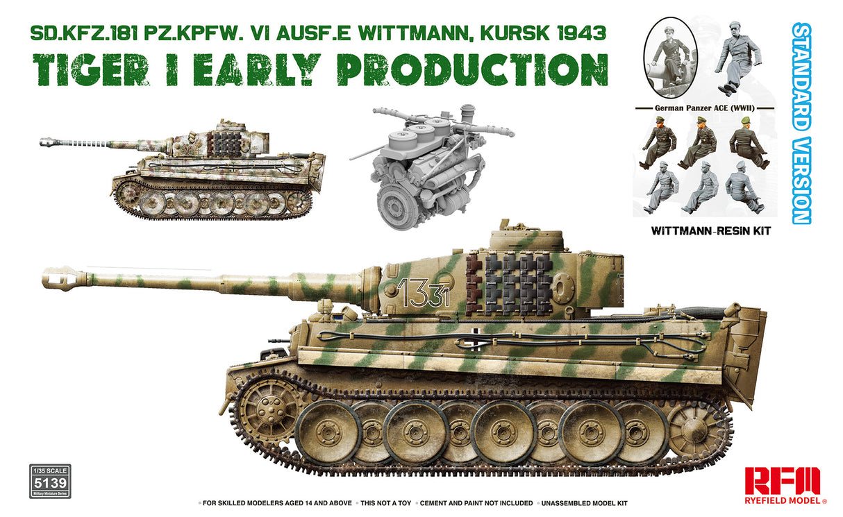 Ryefield model 1/35 Tiger 1 Early, Kursk Standard Kit Scale Model Ryefield