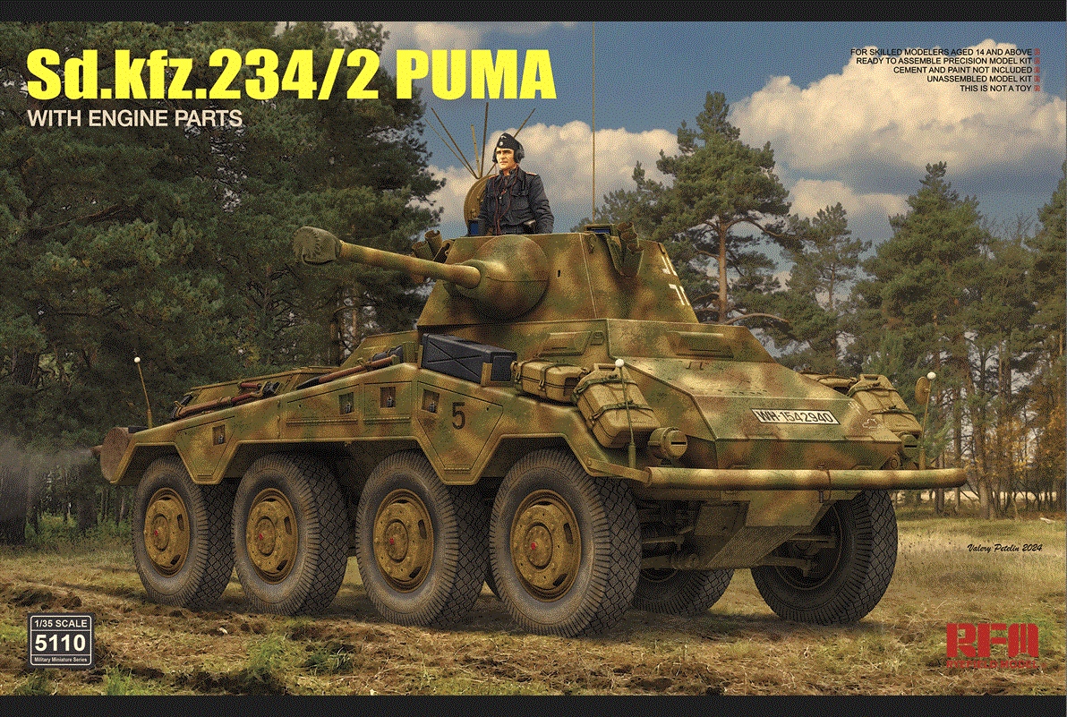 Ryfield Models 1/35 Sdkfz 234/2 Puma with Engine Scale Model Ryefield