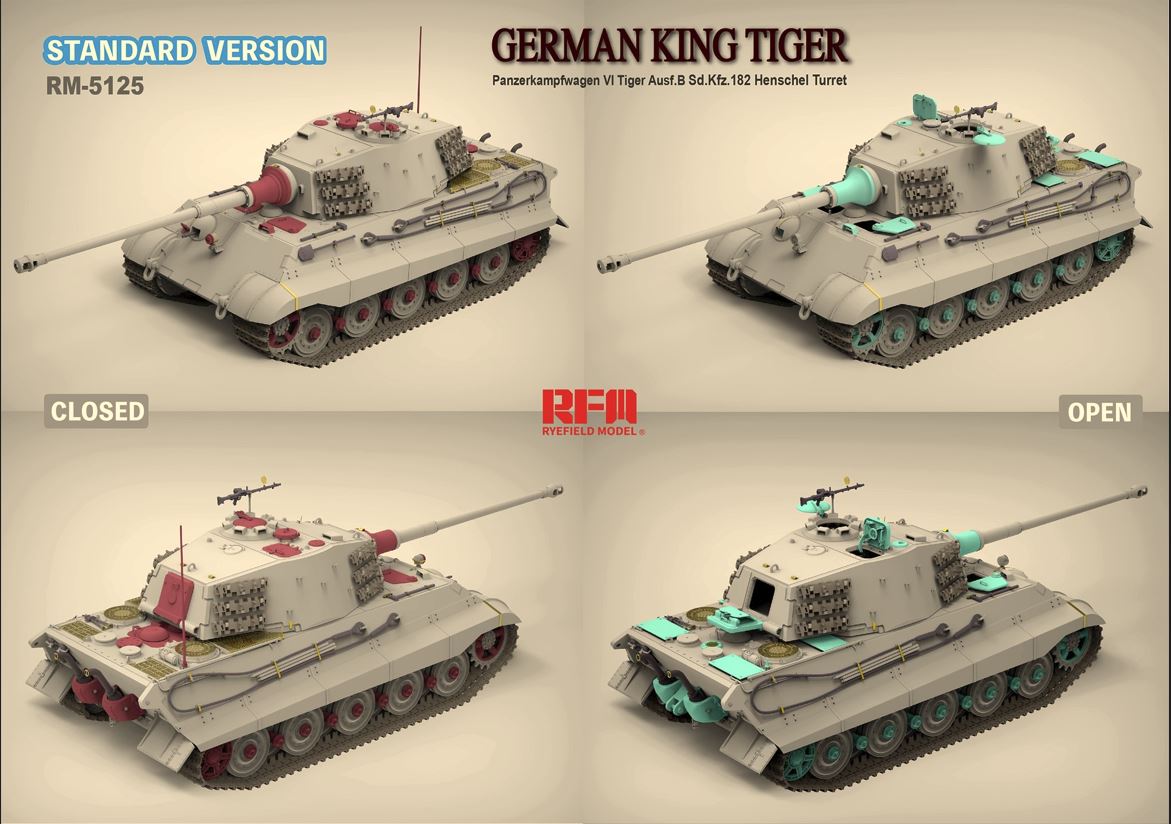 Ryefield SDKFZ 182 Tiger AUSF B King Tiger Standard Version Scale Model Ryefield