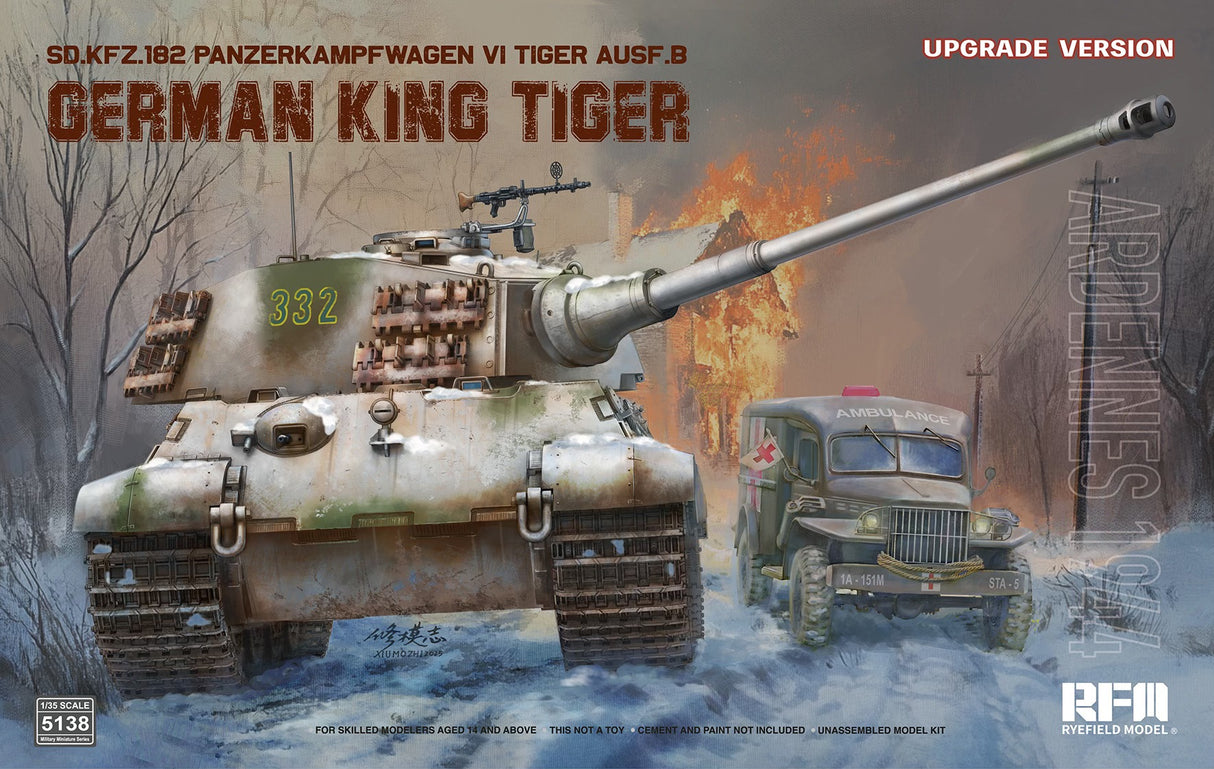 Ryefield Model 1/35 Sd.Kfz.182 PZKPFW VI Tiger Ausf.B King Tiger Upgraded Scale Model Ryefield