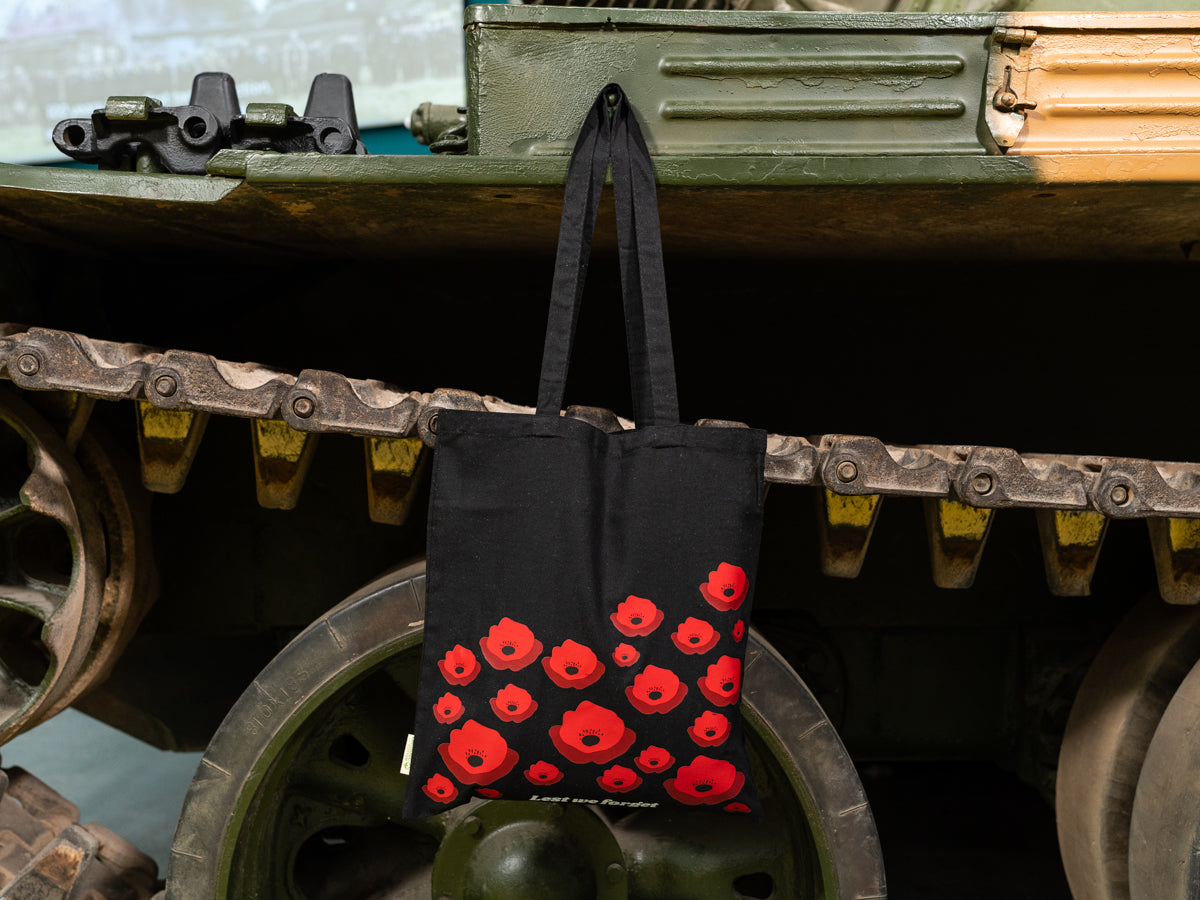 Remembrance Poppy Cotton Tote Bag Black Bags Portfolio Group