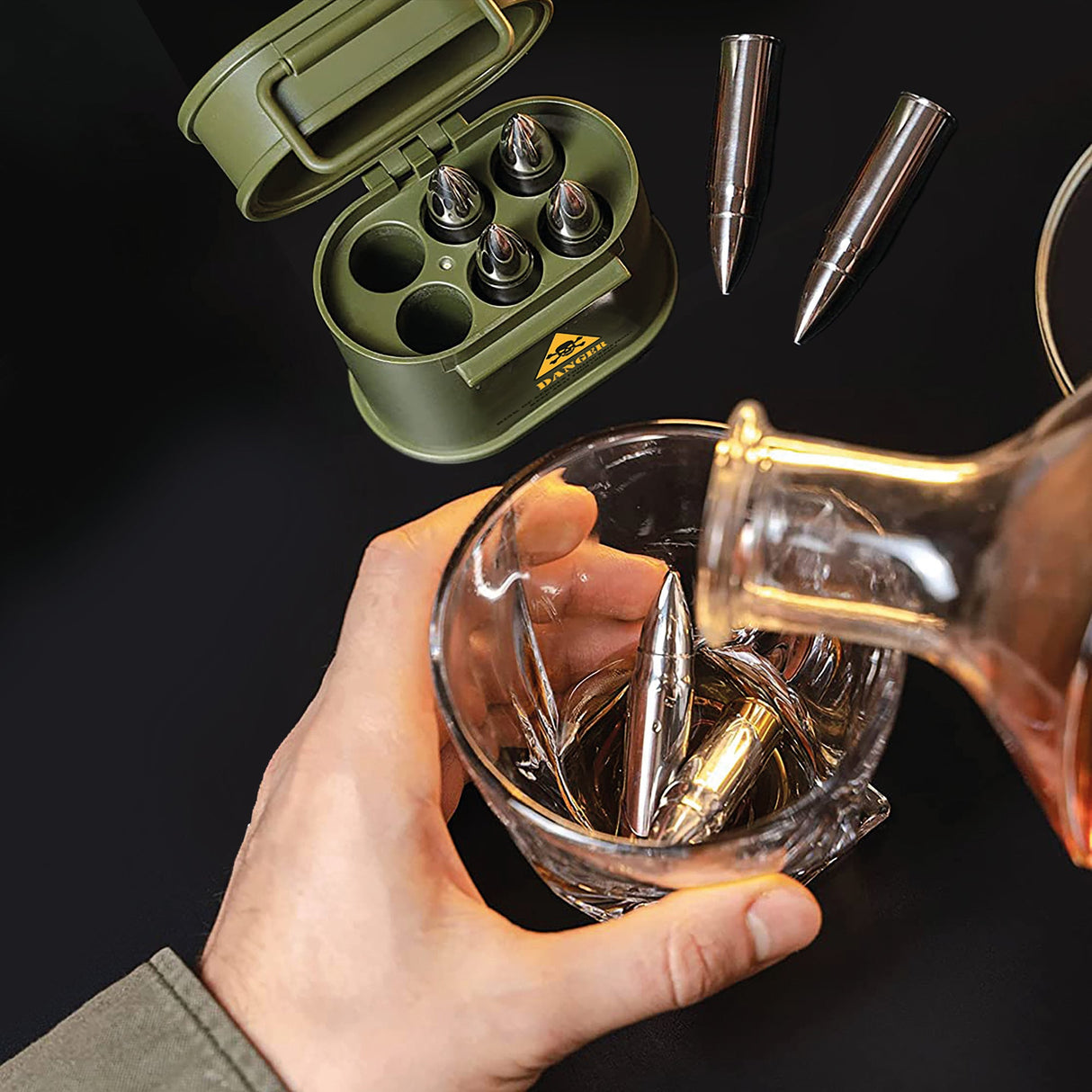 Ice Bullet Shells In Own Ammo Case Drinkware Jeray Sales Ltd