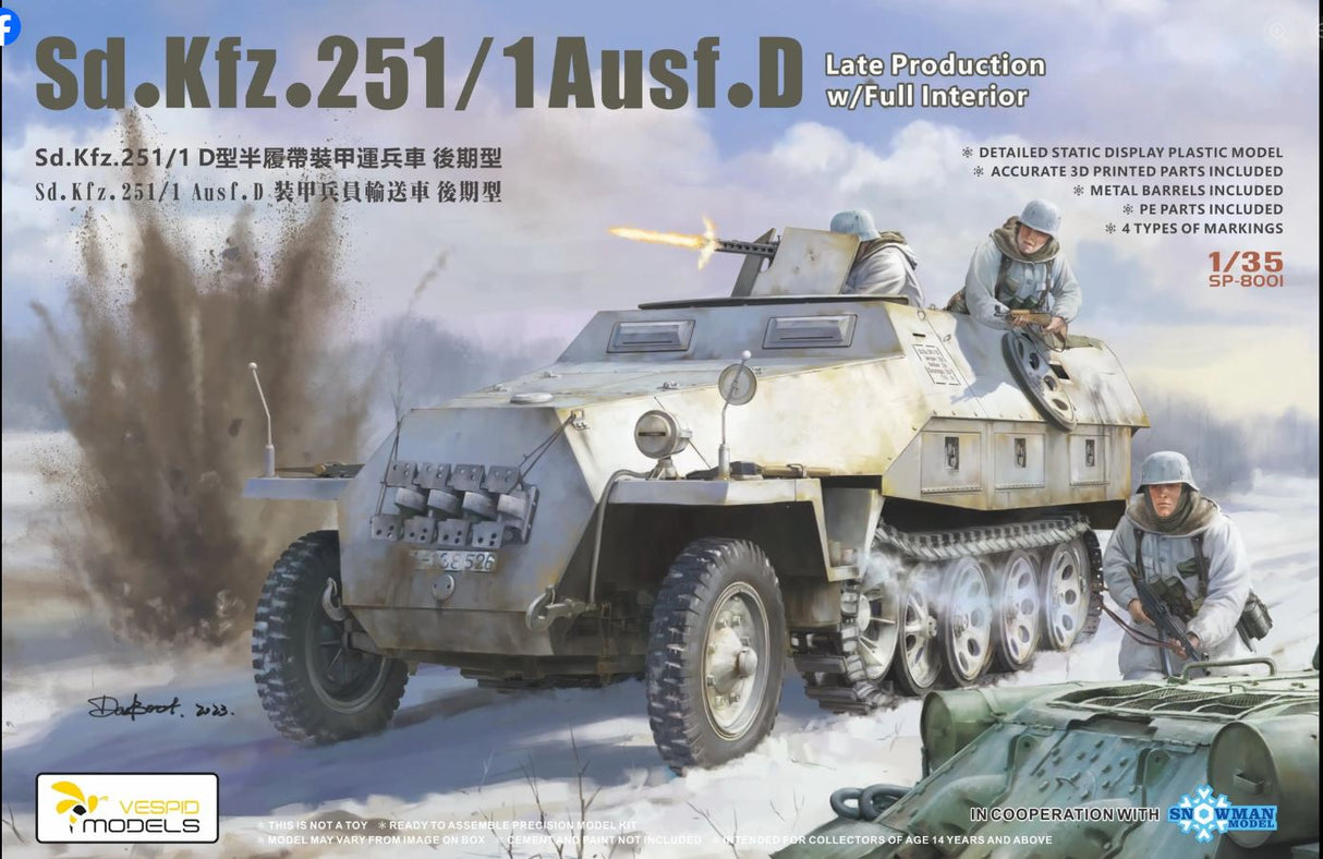 Vespid Models 1/35 SD KFZ 251 / 1 AUSF D Halftrack, late Scale Model Vespid Models