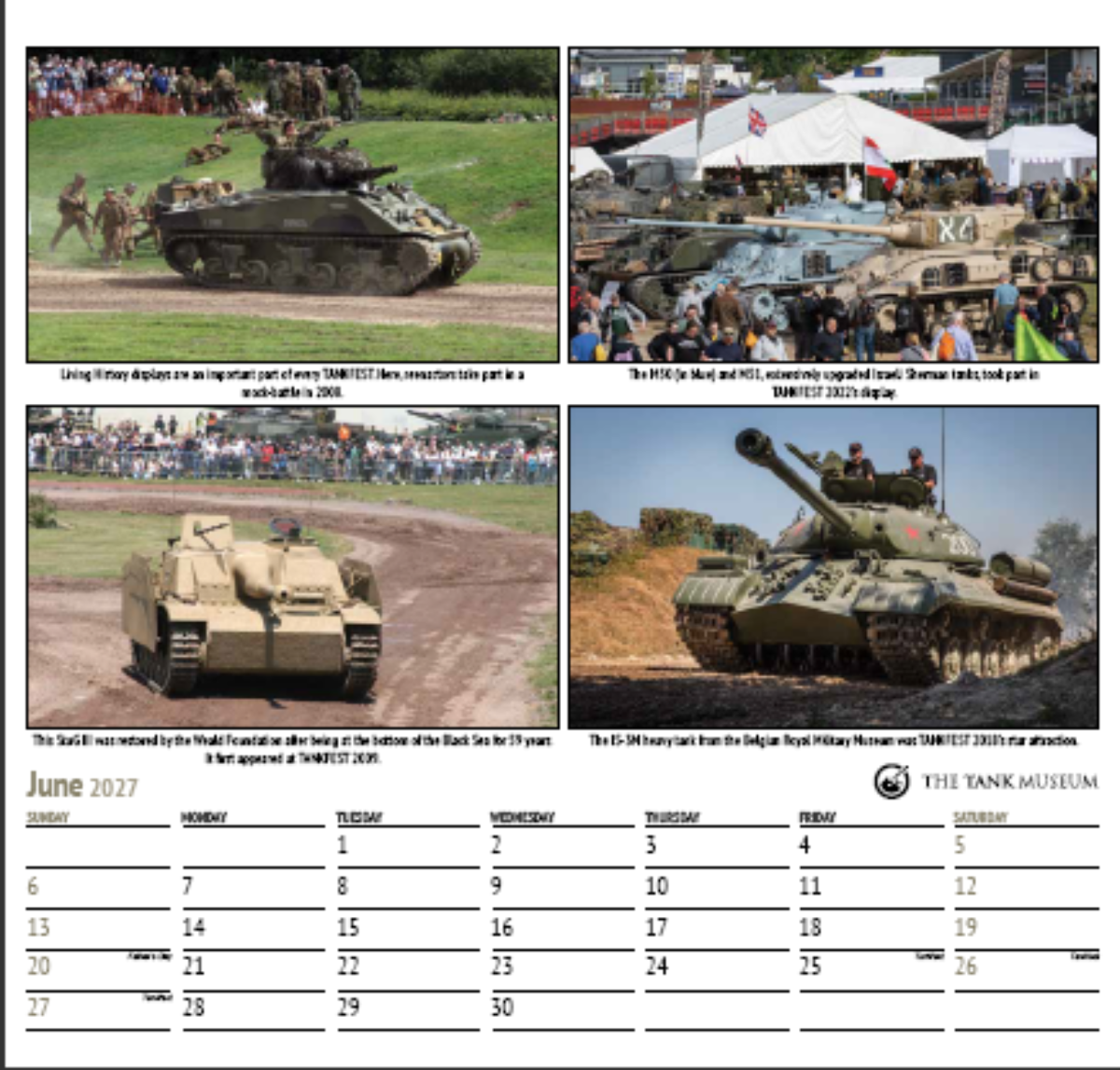 Tank Museum Calendar 2027 Wall Art Studio 27